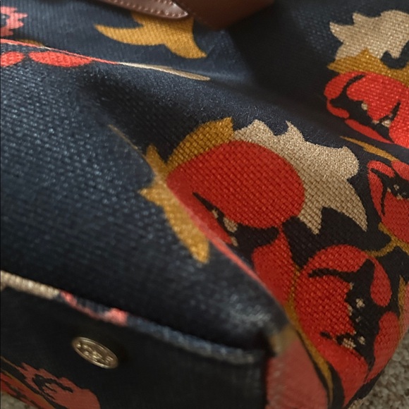 Spartina 449 Pretty Black/Orange Floral Double Straps Shoulder Bag Tote Purse 🌺🌺 - Picture 11 of 14